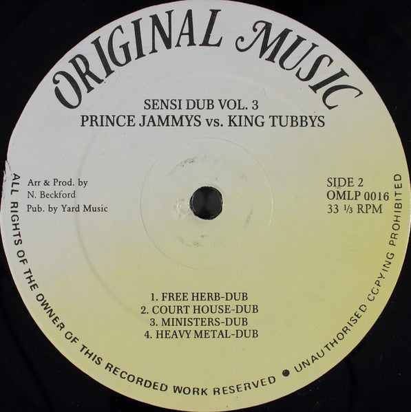 King Tubbys* vs Prince Jammy : Sensi Dub Vol. 3 (LP, Album)