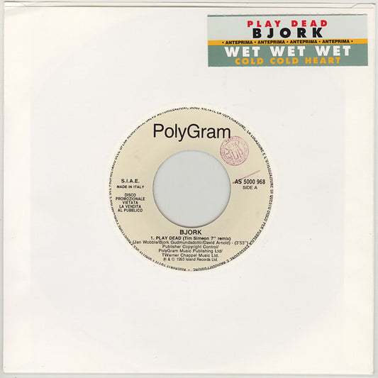 Bjork* / Wet Wet Wet : Play Dead / Cold Cold Heart (7", Jukebox, Promo)