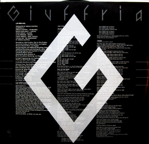 Giuffria : Giuffria (LP, Album, Pin)
