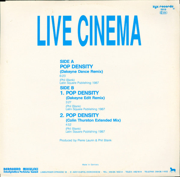 Live Cinema : Pop Density (12")