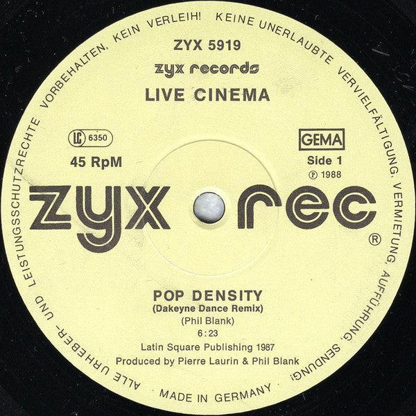 Live Cinema : Pop Density (12")