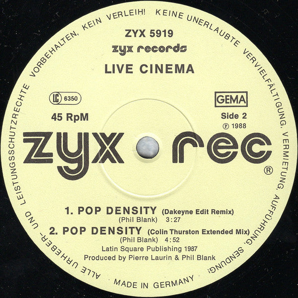 Live Cinema : Pop Density (12")