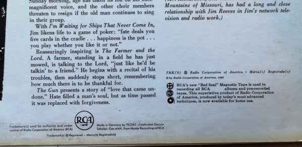 Jim Reeves : Talkin' To Your Heart (LP, Album)