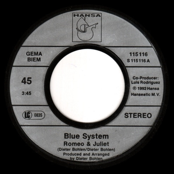 Blue System : Romeo And Juliet (7", Single)