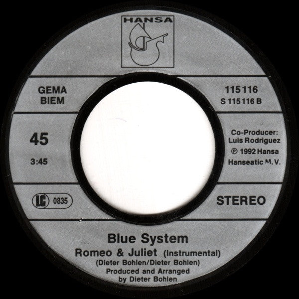 Blue System : Romeo And Juliet (7", Single)