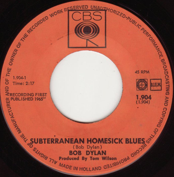 Bob Dylan : Subterranean Homesick Blues (7", Single, Dar)