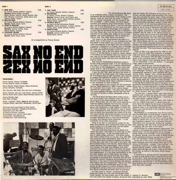 The Kenny Clarke - Francy Boland Big Band* : Sax No End (LP, Album, RE)