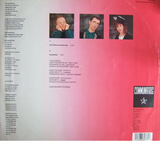 Communards* With Sarah Jane Morris : Don't Leave Me This Way (12", Maxi)