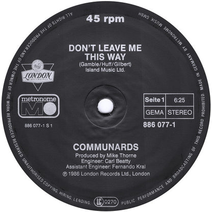 Communards* With Sarah Jane Morris : Don't Leave Me This Way (12", Maxi)