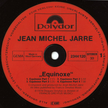 Jean Michel Jarre* : Equinoxe (LP, Album, RP, Inj)