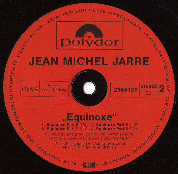 Jean Michel Jarre* : Equinoxe (LP, Album, RP, Inj)