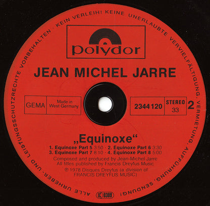 Jean Michel Jarre* : Equinoxe (LP, Album, RP, Inj)
