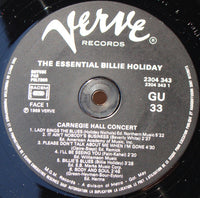 Billie Holiday : The Essential Billie Holiday - Carnegie Hall Concert (LP, Album, RE, Gat)
