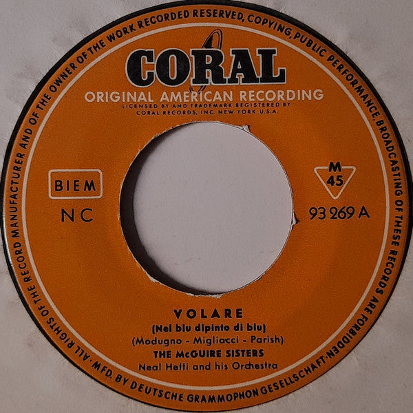 McGuire Sisters : Volare (Nel Blu Dipinto Di Blu) (7", Mono)