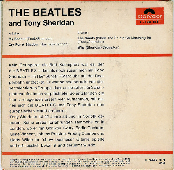 The Beatles & Tony Sheridan : The Beatles & Tony Sheridan (7", EP, Mono, Club, RE)