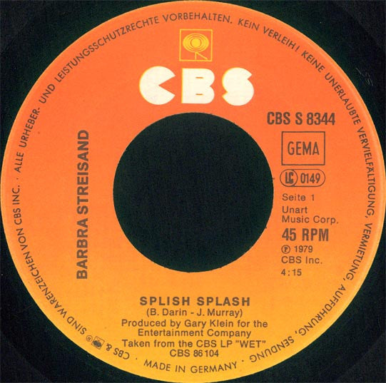 Barbra Streisand : Splish Splash (7", Single)