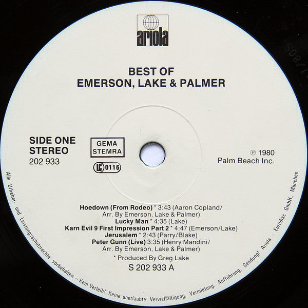 Emerson, Lake & Palmer : The Best Of Emerson Lake & Palmer (LP, Comp, RP)