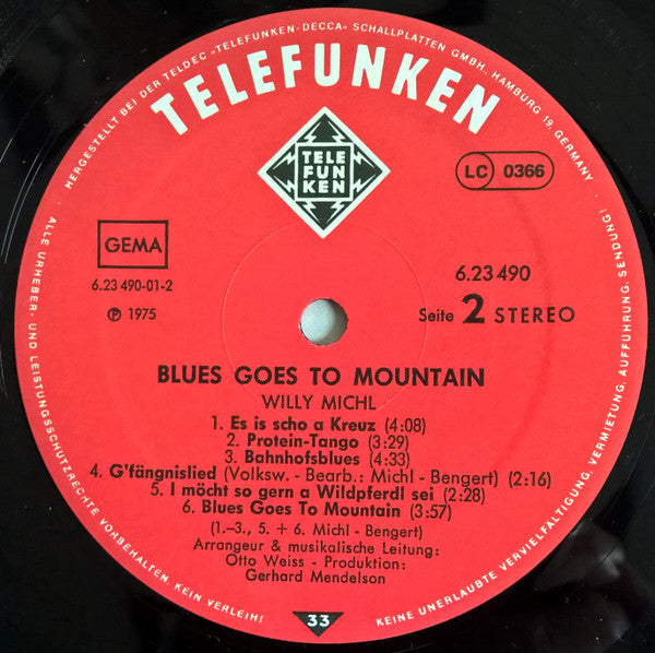 Willy Michl : Blues Goes To Mountain (Wer Is Mei Wind)  (LP, Album, RE)