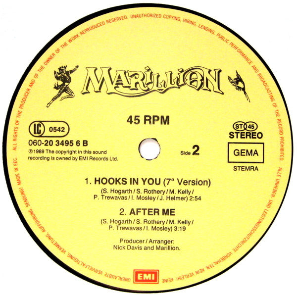 Marillion : Hooks In You (12")