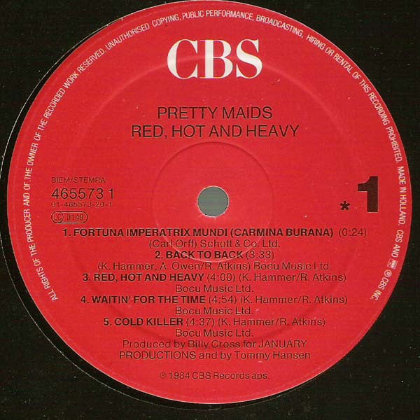 Pretty Maids : Red, Hot And Heavy (LP, Album, RE)