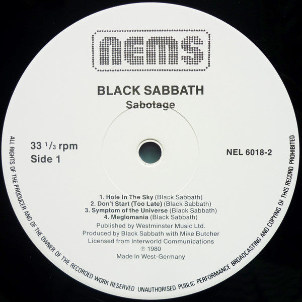 Black Sabbath : Sabotage (LP, Album, RE)