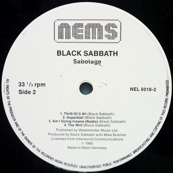 Black Sabbath : Sabotage (LP, Album, RE)