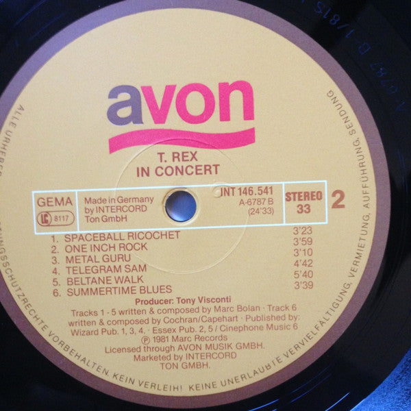 T. Rex : T. Rex In Concert (LP, Album)
