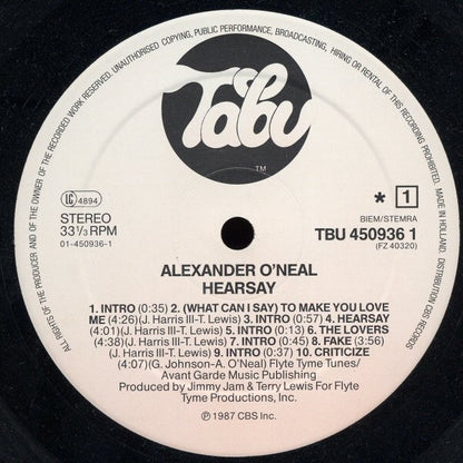 Alexander O'Neal : Hearsay (LP, Album)