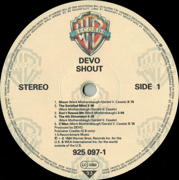 Devo : Shout (LP, Album)