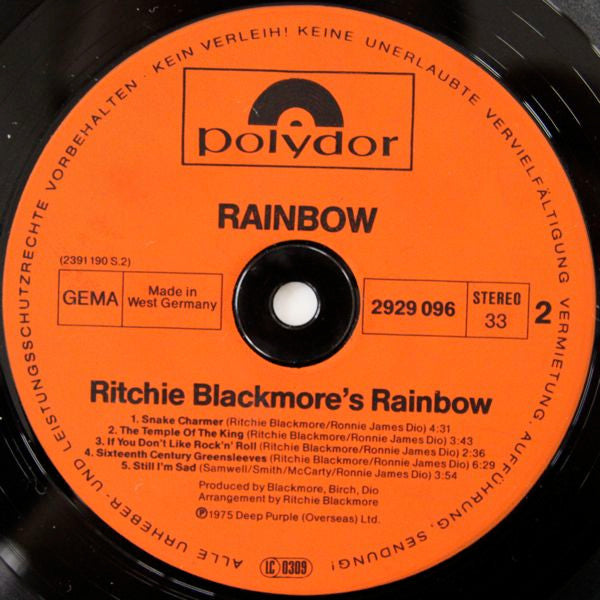 Rainbow : Ritchie Blackmore's Rainbow (LP, Album, RE, Mad)
