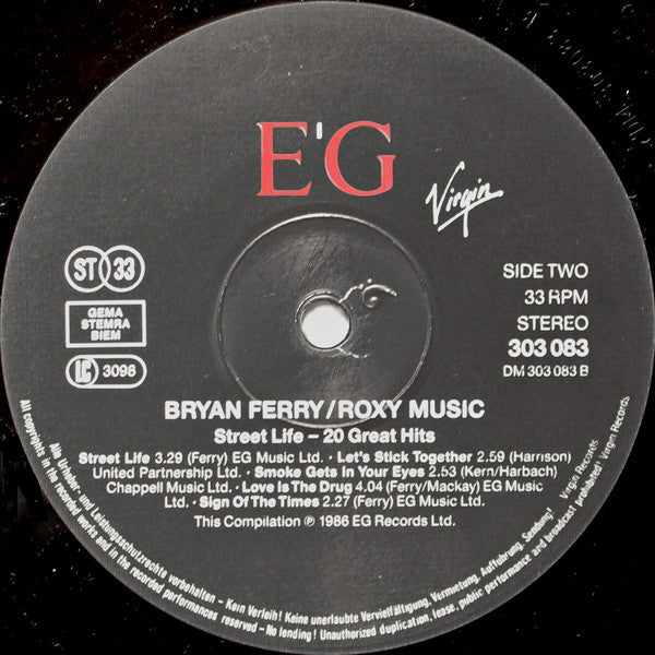 Bryan Ferry / Roxy Music : Street Life - 20 Great Hits (2xLP, Comp, RE, Gat)