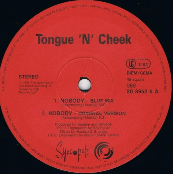 Tongue 'N' Cheek* : Nobody (12", Maxi)