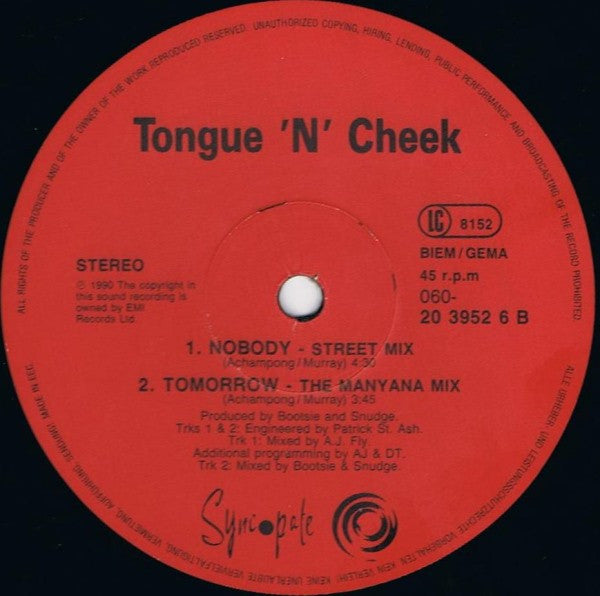 Tongue 'N' Cheek* : Nobody (12", Maxi)