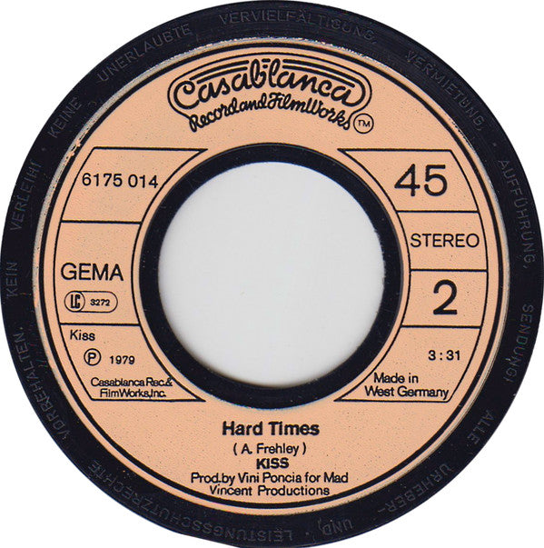 Kiss : I Was Made For Loving You (7", Single, RE)