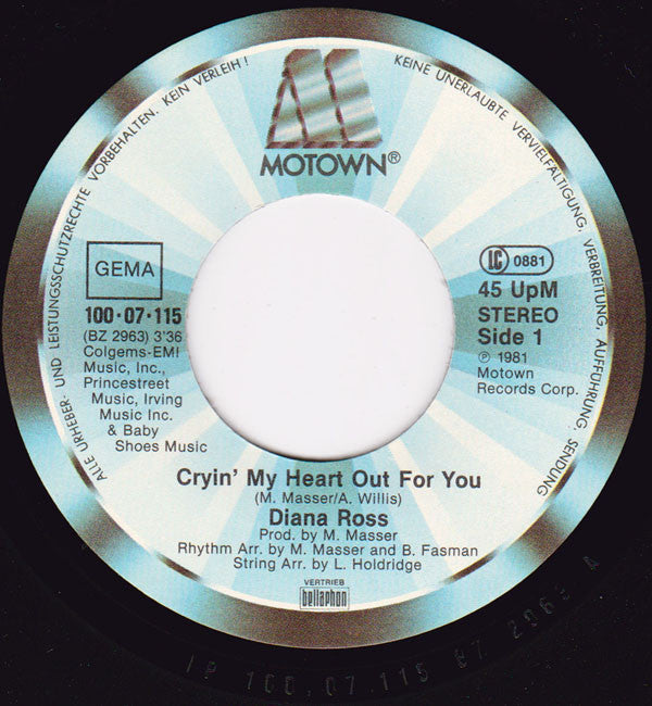 Diana Ross : Cryin' My Heart Out For You (7", Single)