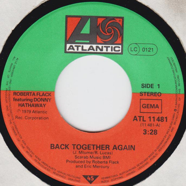 Roberta Flack Featuring Donny Hathaway : Back Together Again / Only Heaven Can Wait (7", Single)