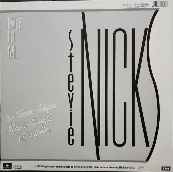 Stevie Nicks : Talk To Me (12", Maxi, M/Print)