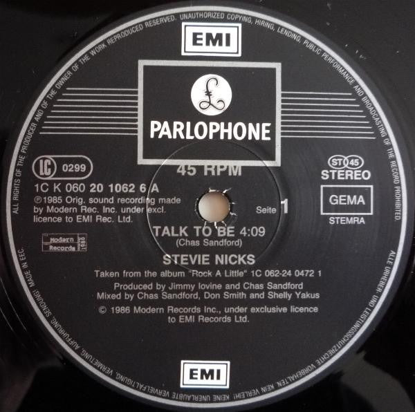 Stevie Nicks : Talk To Me (12", Maxi, M/Print)