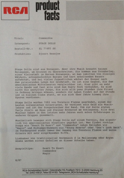 Stage Dolls : Commandos (LP, Album)