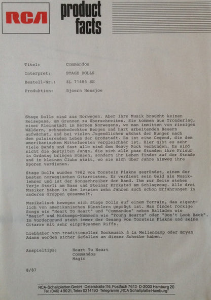 Stage Dolls : Commandos (LP, Album)