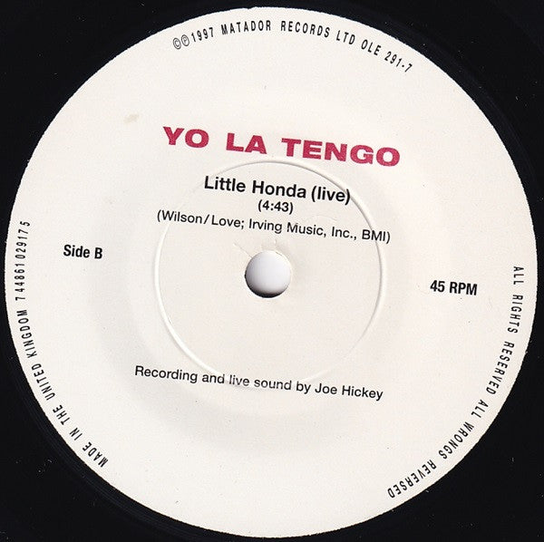 Yo La Tengo : Little Honda (7", Single)