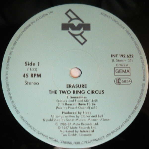 Erasure : The Two Ring Circus (2x12", Album, RP)