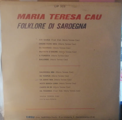 Maria Teresa Cau : Folklore Di Sardegna (LP)