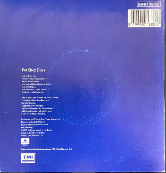 Pet Shop Boys : It's A Sin (7", Single)
