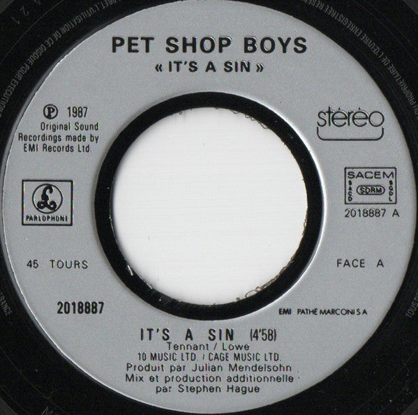 Pet Shop Boys : It's A Sin (7", Single)