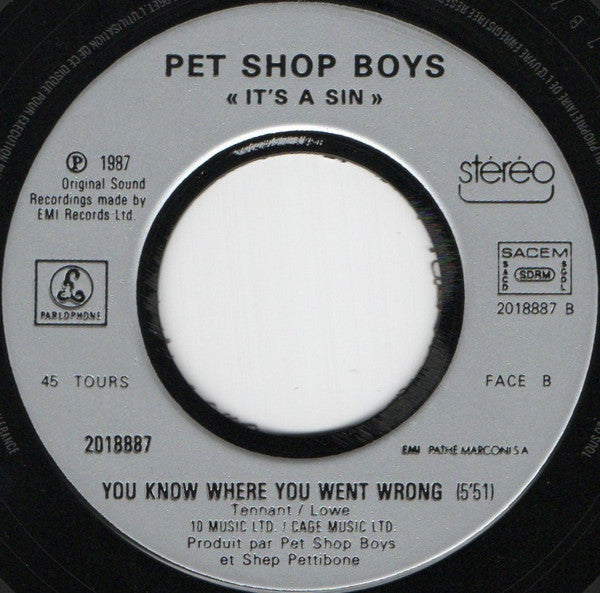 Pet Shop Boys : It's A Sin (7", Single)