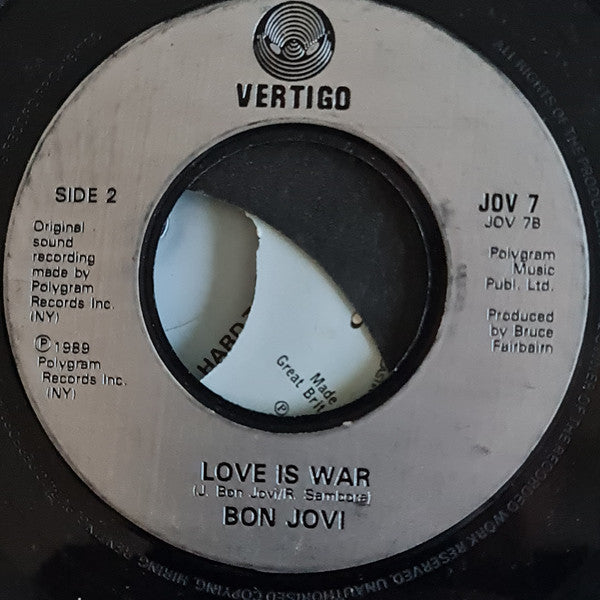 Bon Jovi : Living In Sin (7", Single, Sil)