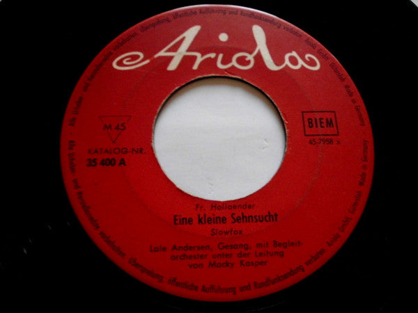 Lale Andersen : Eine Kleine Sehnsucht / Immer Wenn Es Regnet (7", Mono)