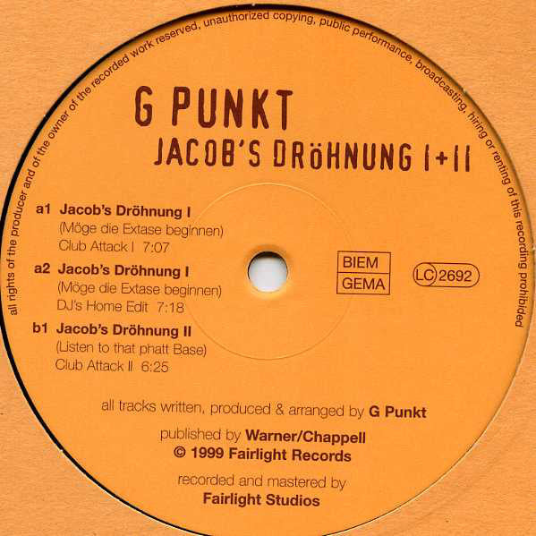 G Punkt : Jacob's Dröhnung I + II (12")