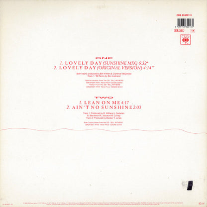 Bill Withers : Lovely Day (Sunshine Mix) (12", Maxi)